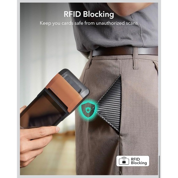 ESR Geo Wallet Built-in Apple Find My RFID Blocking Carbon Fiber Black Bifold - Picture 8 of 12